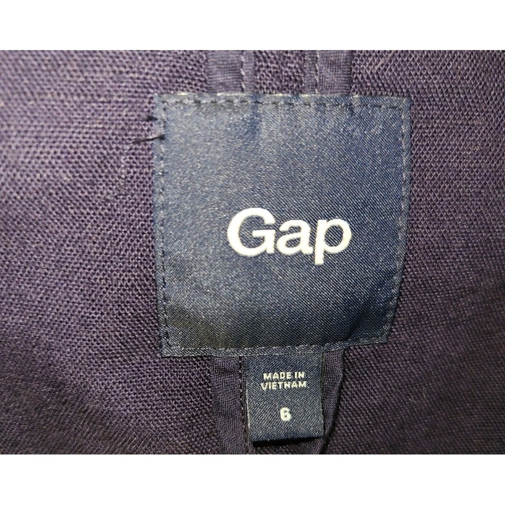 Gap Blazer Womens 6 Navy Blue Linen Blend Notch Lapel 3/4 Sleeve Prep Academic - Picture 8 of 9